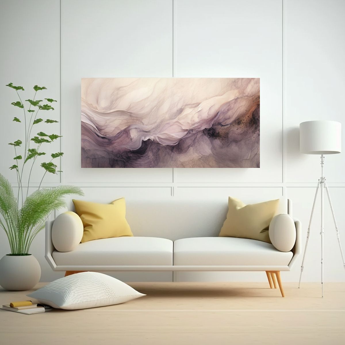 GENERICO - Cuadro Diseño Equilibrado Textura Acuarela Gris 80x40 Cm