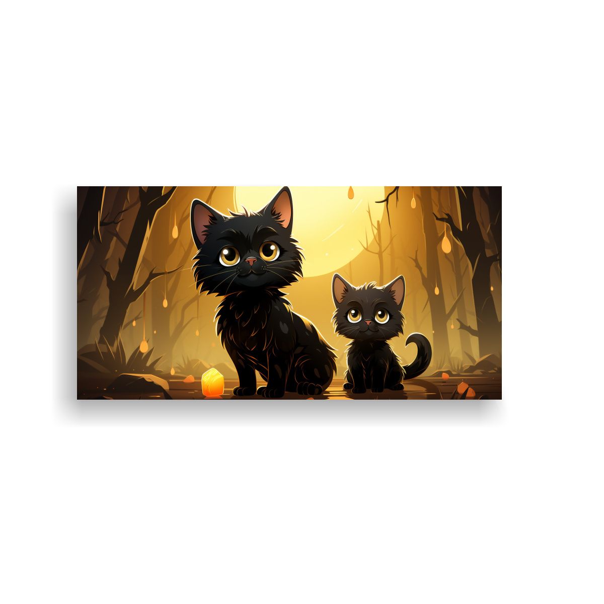 GENERICO - Cuadros Animados Gatos Negros Para Comedor 60x30 Cm