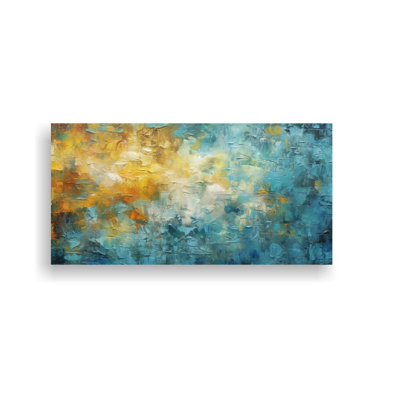 GENERICO - Pintura Horizontal Azul Amarilla Y Marrón Para 80x40 Cm
