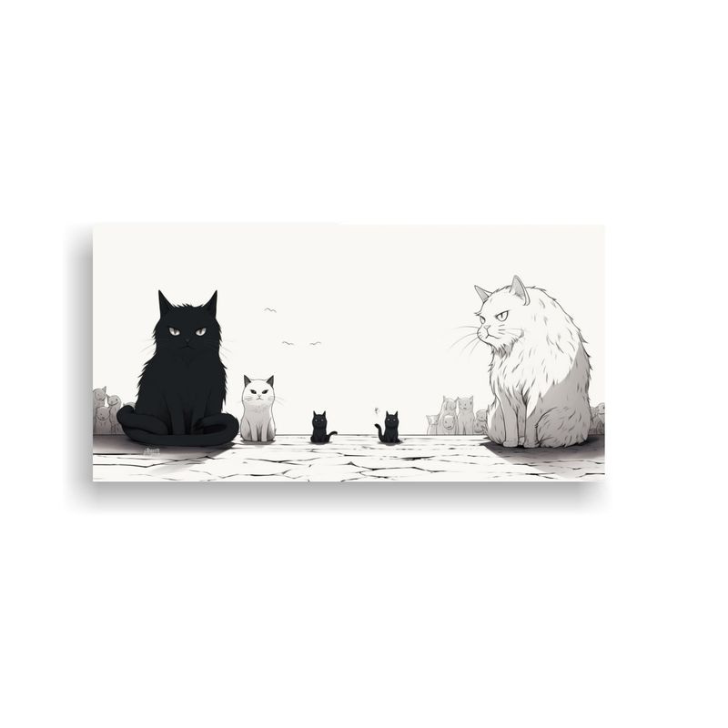 GENERICO - Cuadros Minimalistas De Gatos En Estilo Manga De 100x50 Cm