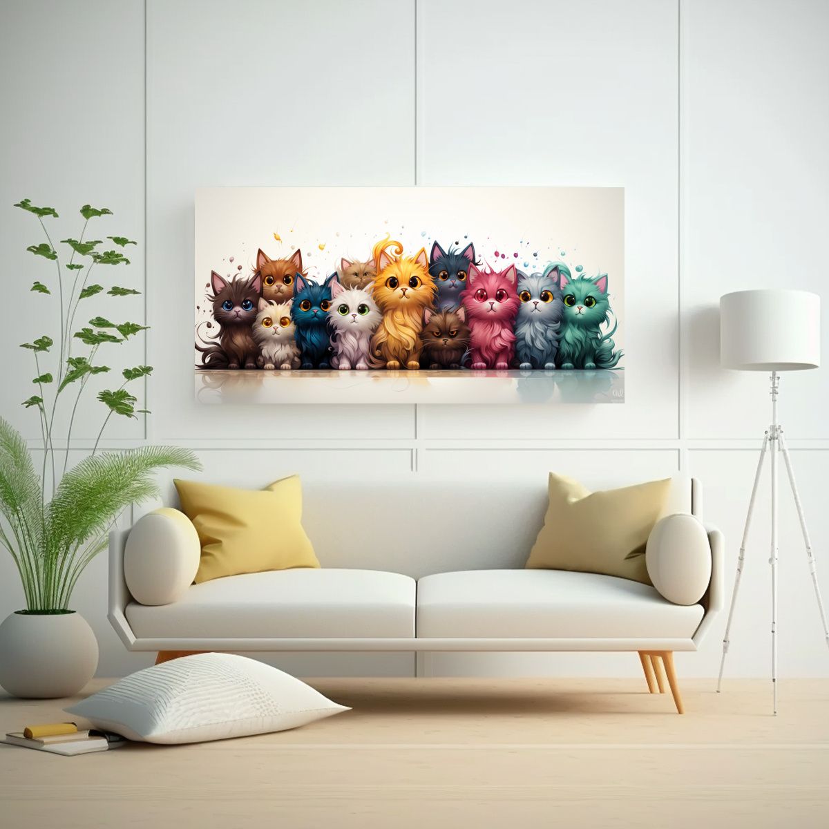 GENERICO - Pinturas De Arte Finas De Gatos Animados En 100x50 Cm