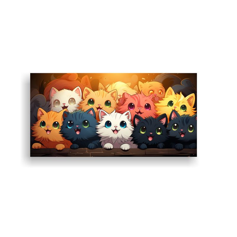 GENERICO - Cuadro Creativo Multicolor De Gatos Felices Y 100x50 Cm