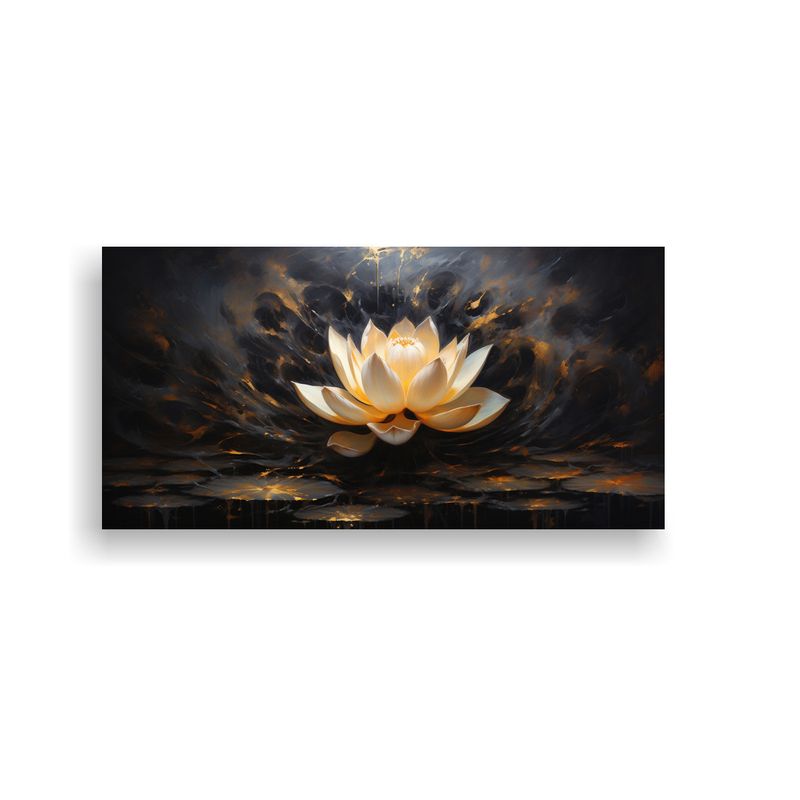 GENERICO - Arte Calidos Pintura En Lienzo Estilo Loto Negro 80x40 Cm