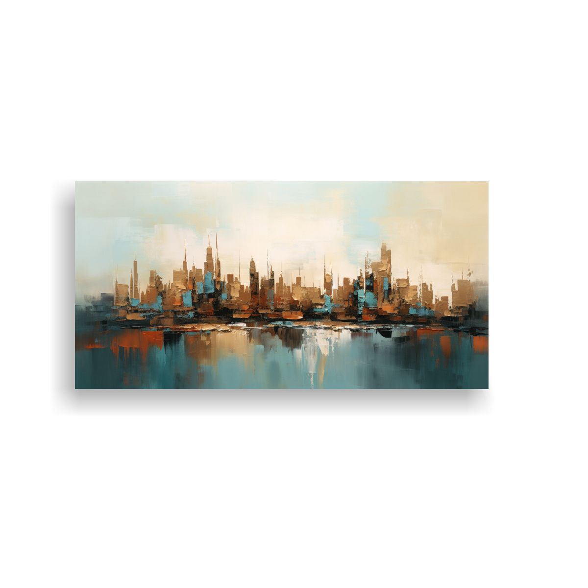 GENERICO - Cuadro Abstracto Vista Urbana Barcelona Lienzo 100x50 Cm