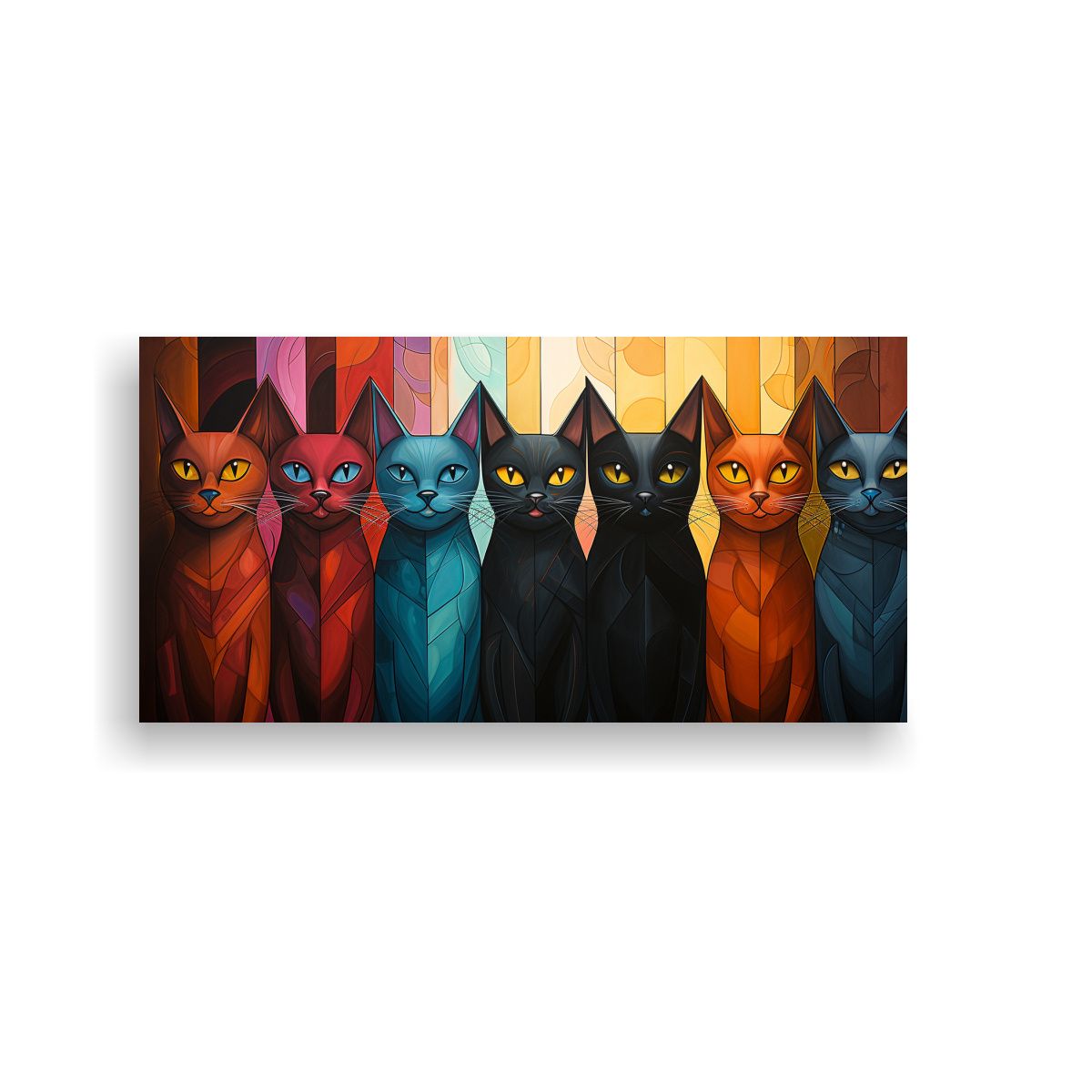 GENERICO - Pintura De Gatos En Colores Fantásticos Por Tom 80x40 Cm