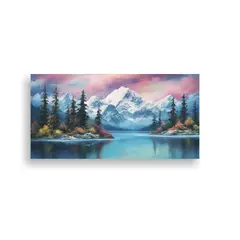 GENERICO - Cuadro Paisaje Azul Lago Montañas Cielo 80x40 Cm