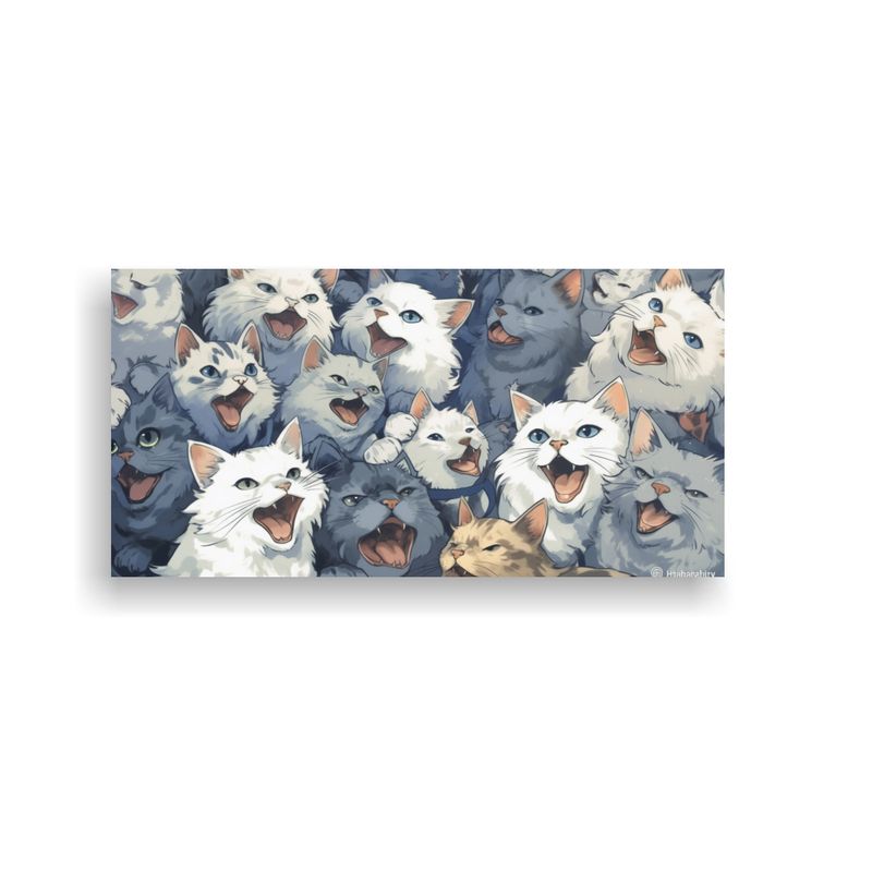 GENERICO - Cuadro En Bastidor Gatos Sonrientes Abstracción 80x40 Cm