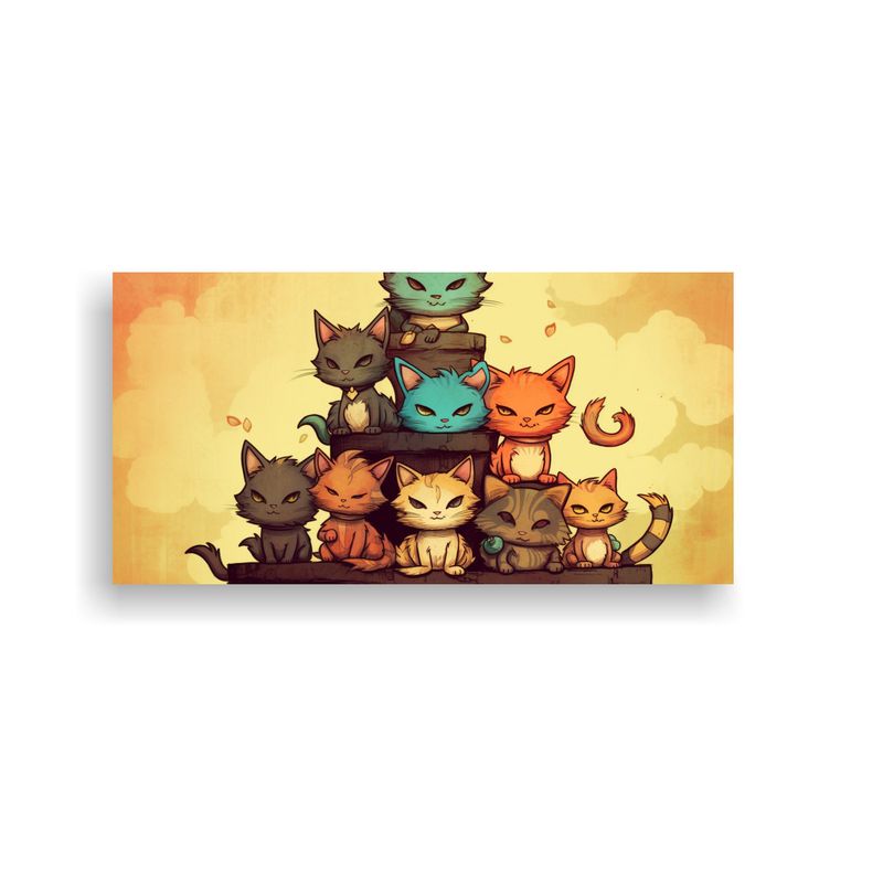 GENERICO - Cuadros Vintage Con Gatos En Varios Colores 100x50 Cm