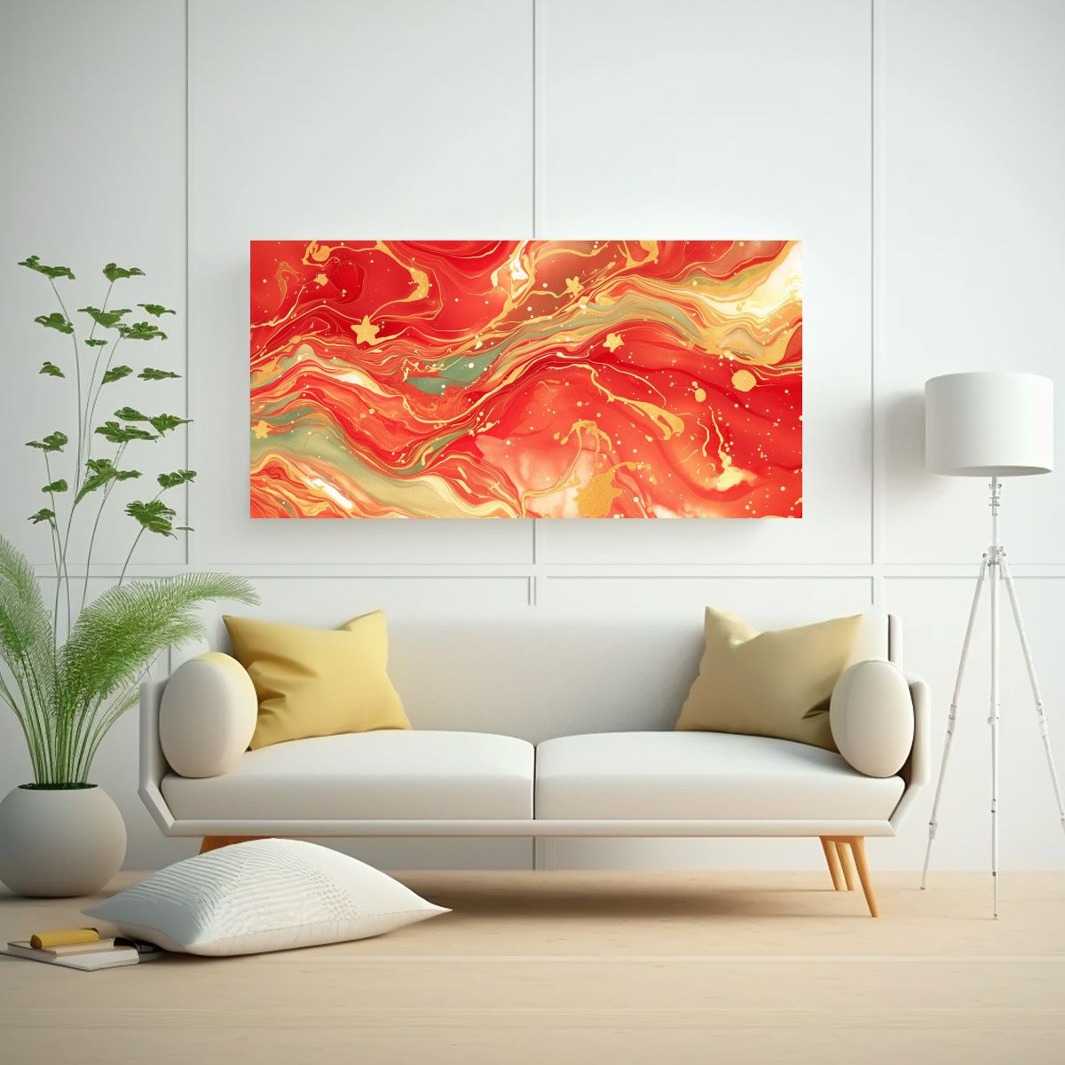 GENERICO - Cuadro Estilo Dream Lucky Star Mármol Rojo Y 60x30 Cm