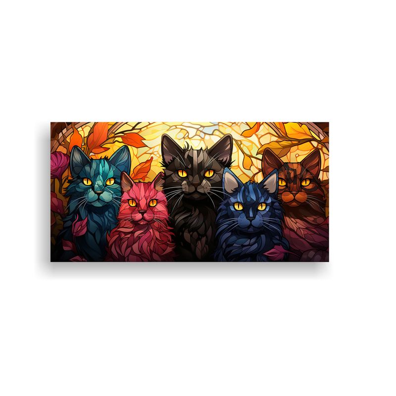 GENERICO - Cuadro Lienzo Tela Gatos Negros Sonrientes Estilo 100x50 Cm