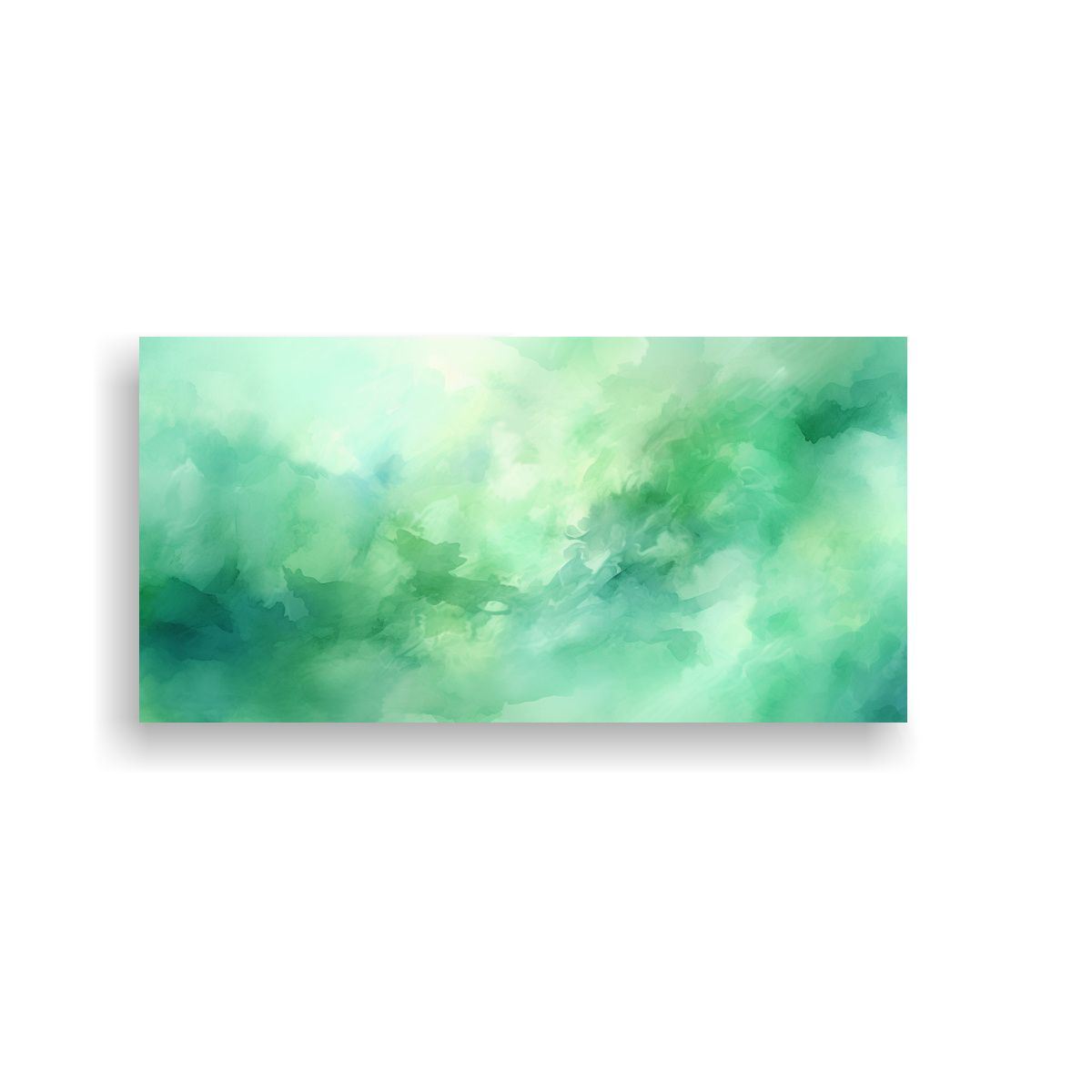 GENERICO - Pintura Abstracta Elegante En Acuarela Verde Suave 100x50 Cm