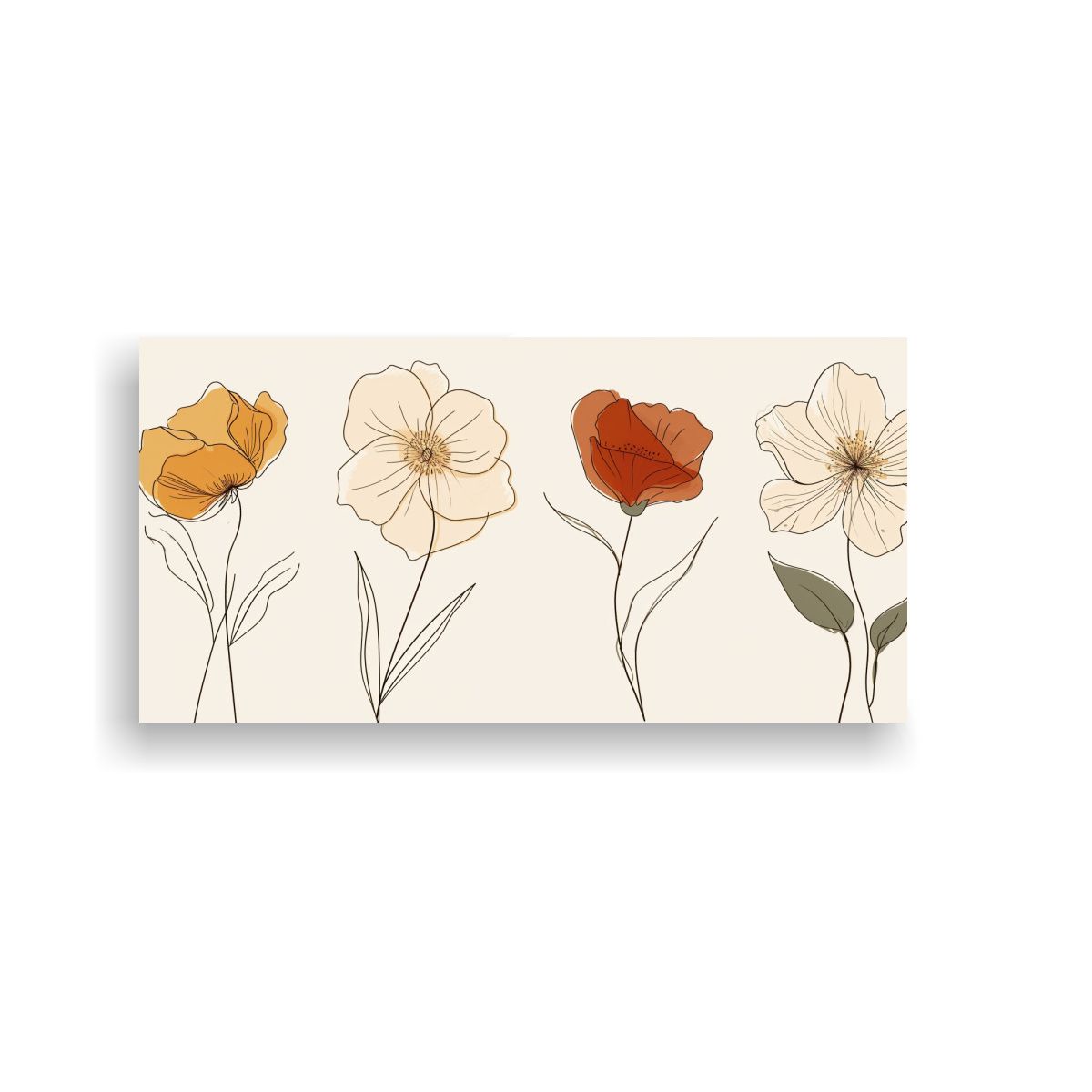 GENERICO - Pinturas Decorativas Boho Minimalista Con Flores 60x30 Cm
