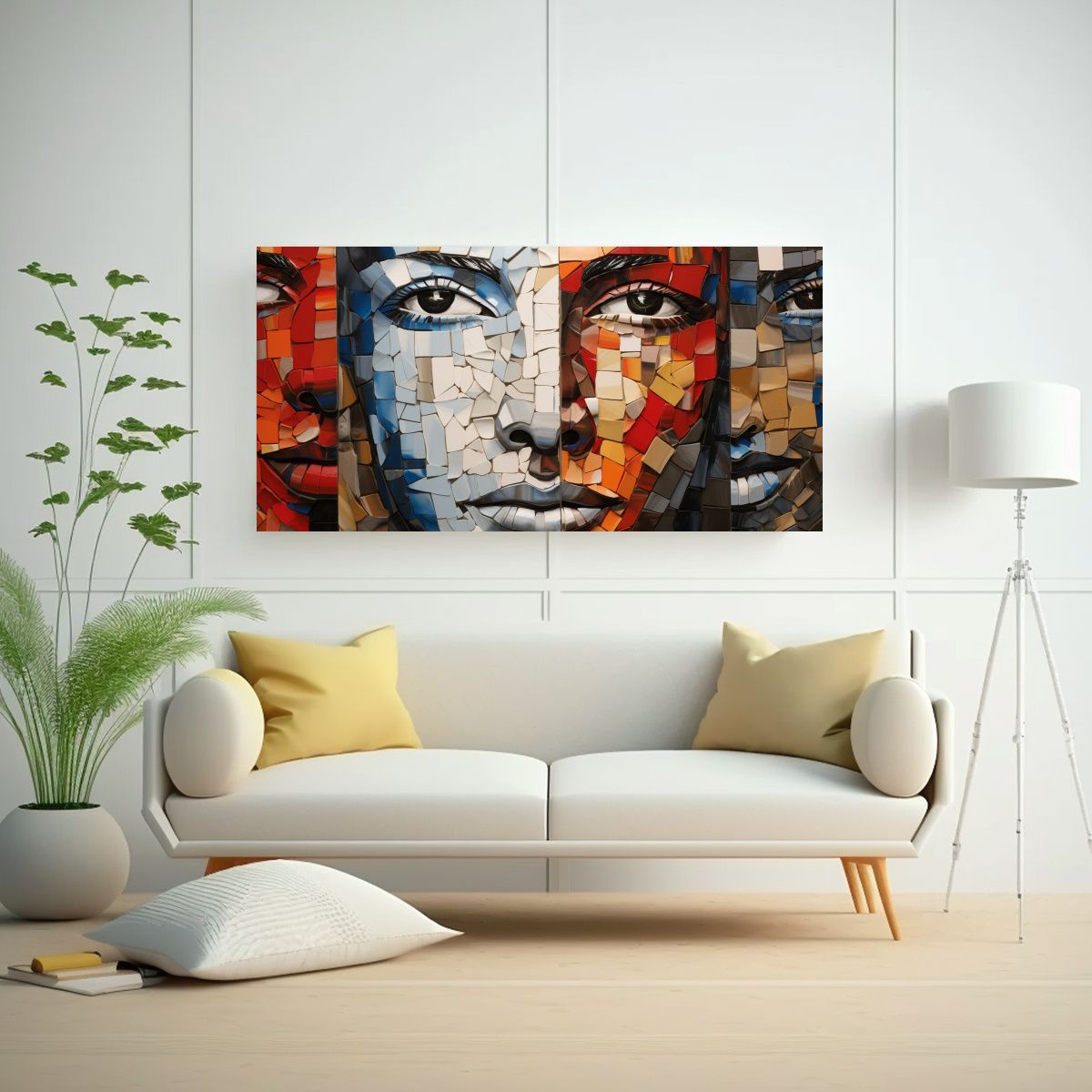 GENERICO - Cuadro Decorativo De Pared Mosaico Abstracto De 100x50 Cm