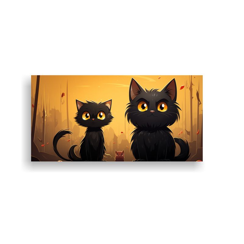 GENERICO - Cuadro Vanguardia Gatos Negros Animados Para 60x30 Cm