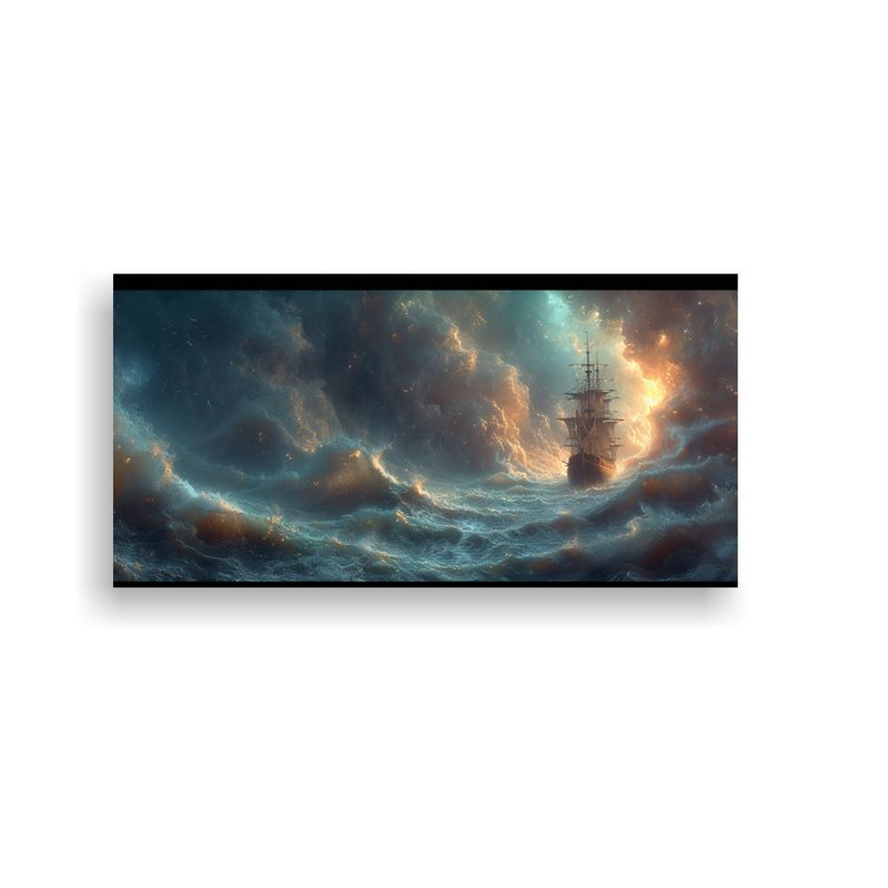 GENERICO - Pinturas En Bastidor Barcos Luchan Contra Olas 60x30 Cm