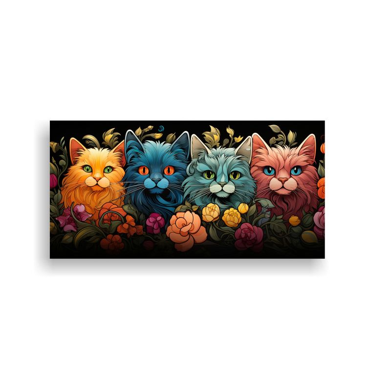 GENERICO - Arte Digital Vidrieras Gatos Adorables En Ventana 100x50 Cm