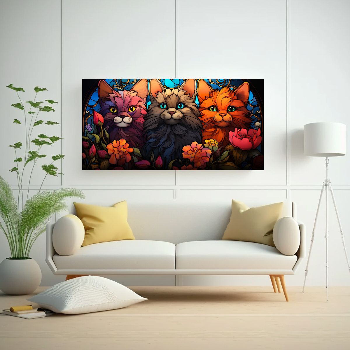 GENERICO - Pinturas Digitales De Gatos Adorables Estilo 100x50 Cm