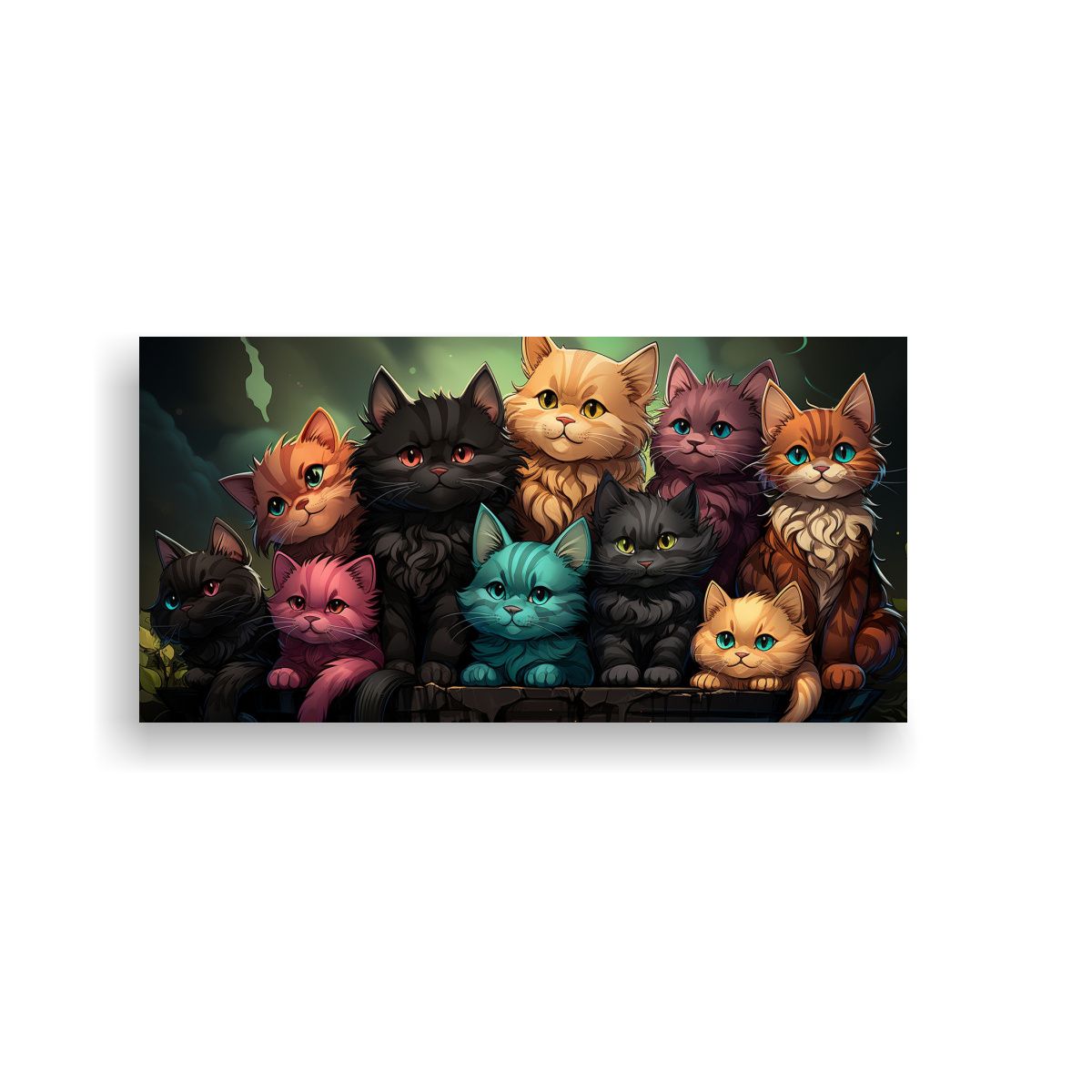 GENERICO - Cuadro Impreso Gatos De Colores En Una Pila 60x30 Cm