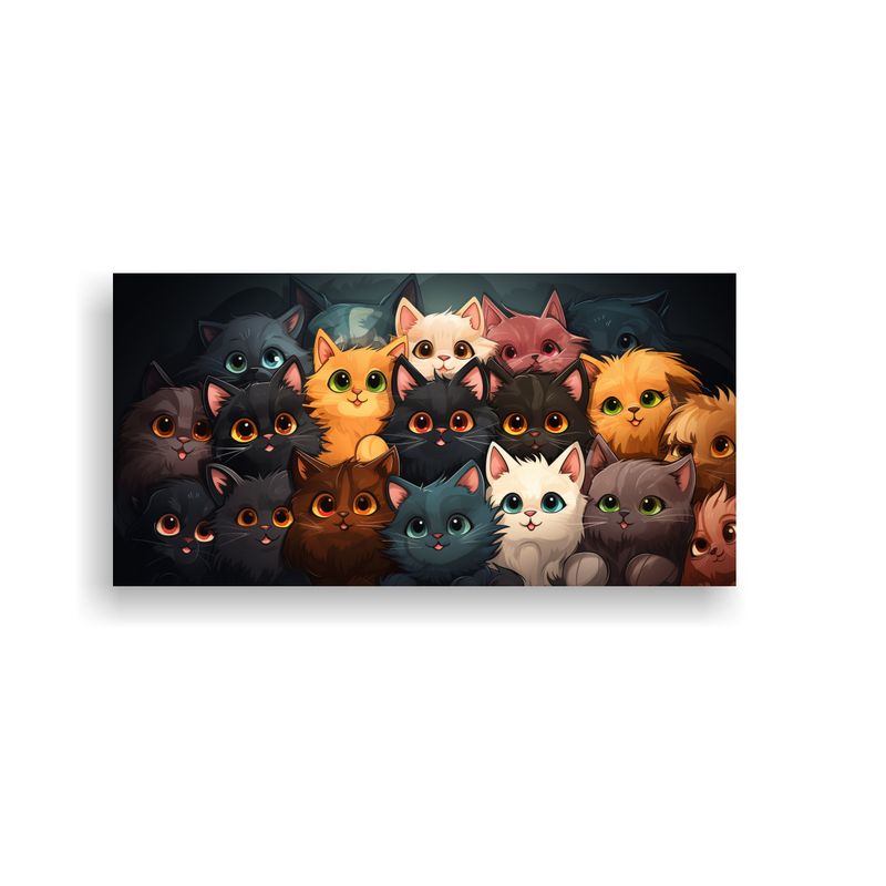 GENERICO - Cuadro Conceptual Gatos Felices Y Locos En Sala 100x50 Cm