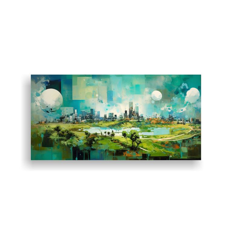GENERICO - Pintura Abstracta Parque Ecológico Cielo Azul 80x40 Cm