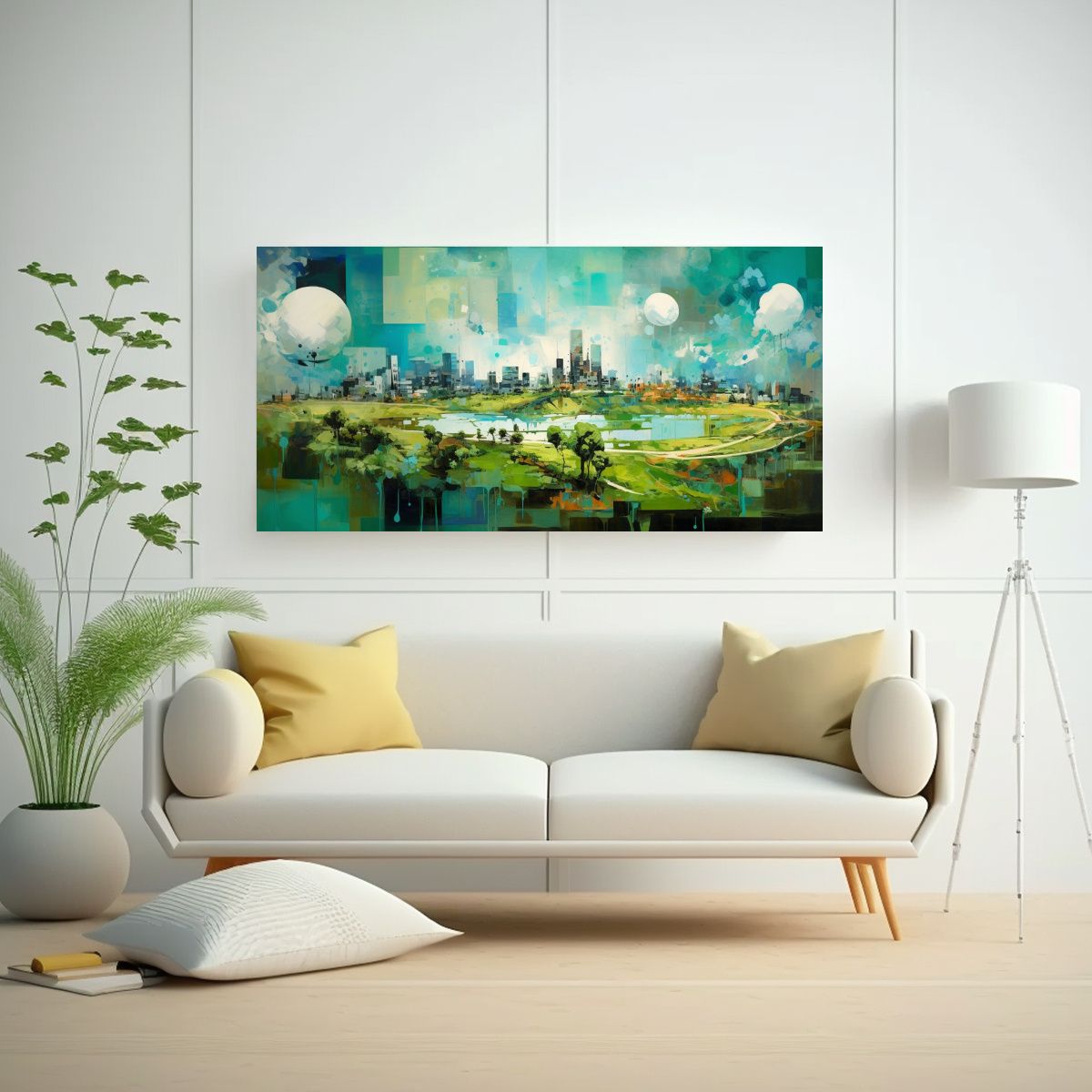 GENERICO - Pintura Abstracta Parque Ecológico Cielo Azul 80x40 Cm