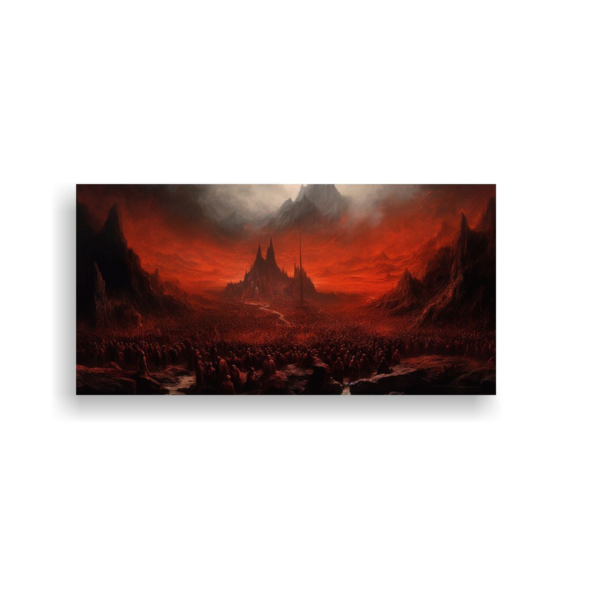 GENERICO - Pintura Montaña Majestuosa Con Atmósfera Negra 80x40 Cm