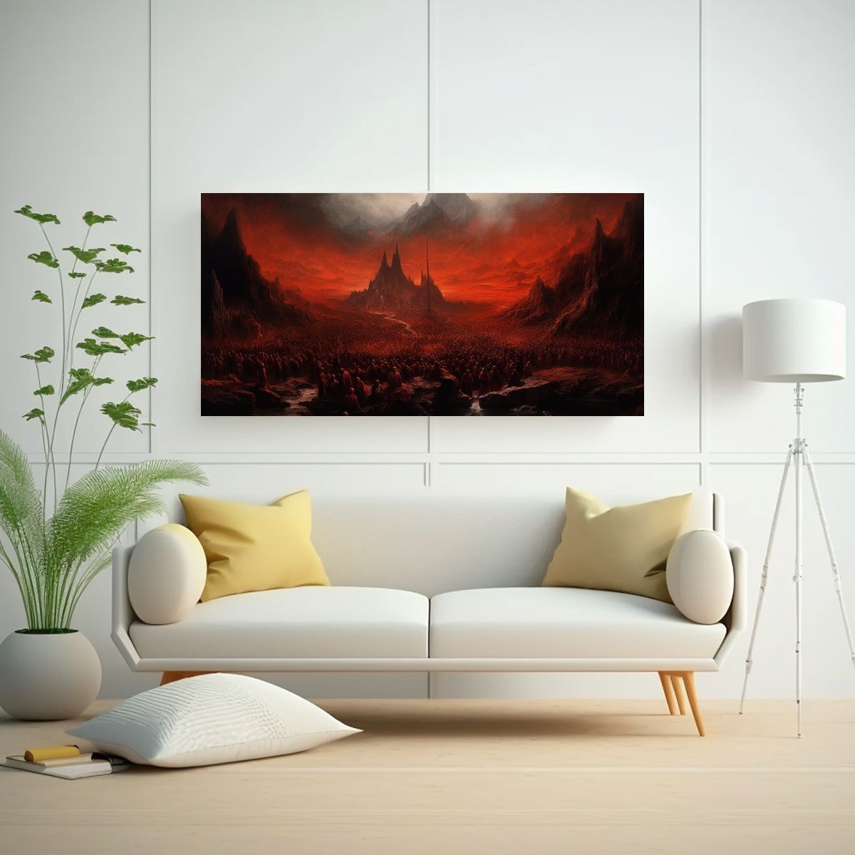 GENERICO - Pintura Montaña Majestuosa Con Atmósfera Negra 100x50 Cm