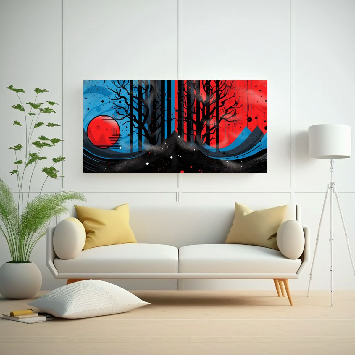 GENERICO - Cuadro Inspiración Urbano Surreal Fantasía Rojo 100x50 Cm