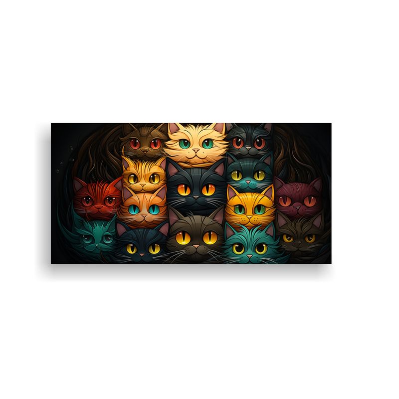 GENERICO - Pintura Decorativa De Gatos De Colores Apilados 100x50 Cm