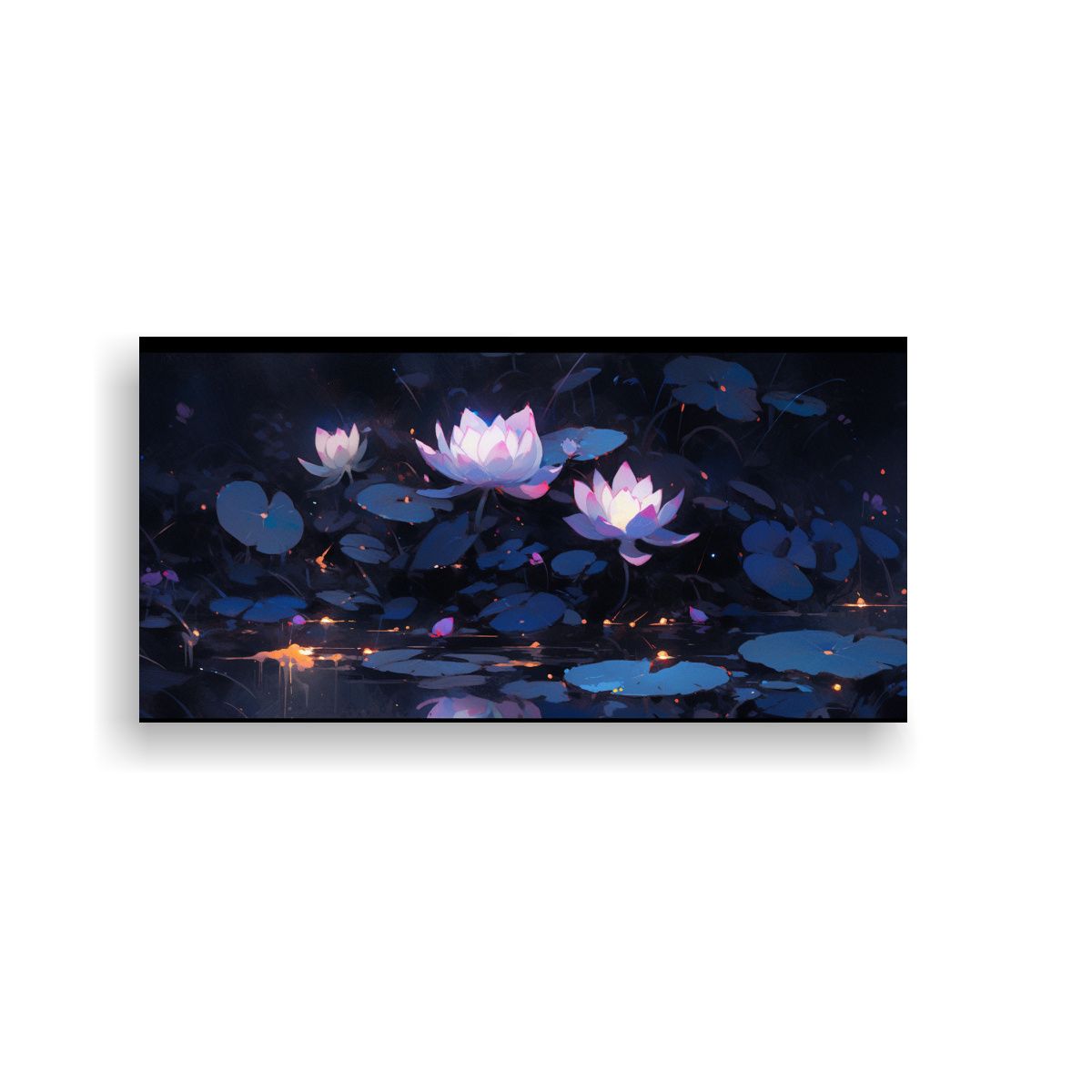 GENERICO - Cuadro Estilo Galería De Lotus Negro Mágico En 60x30 Cm