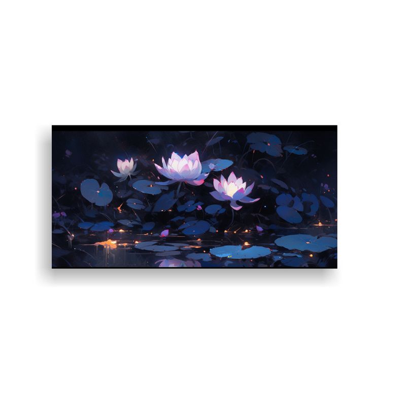 GENERICO - Cuadro Estilo Galería De Lotus Negro Mágico En 100x50 Cm