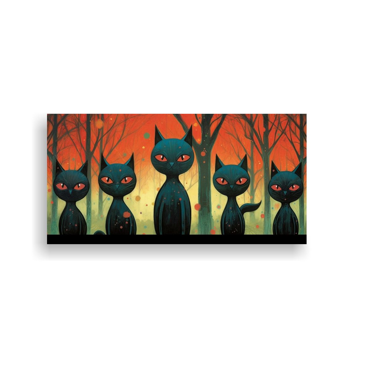 GENERICO - Cuadro Arte De Pared Tema Visión Gatos Negros 80x40 Cm