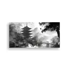 GENERICO - Cuadro Lienzo Moderno Estilo Japonés Blanco Y 80x40 Cm