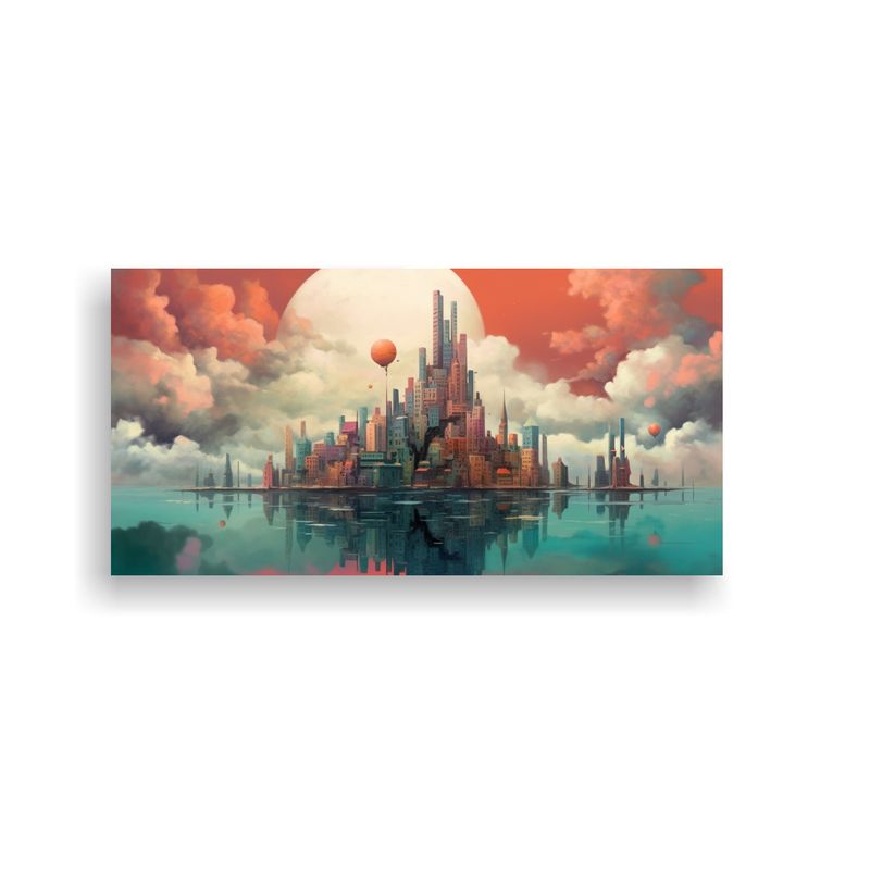 GENERICO - Pintura Mural Surrealista Paisaje De Ensueño 60x30 Cm