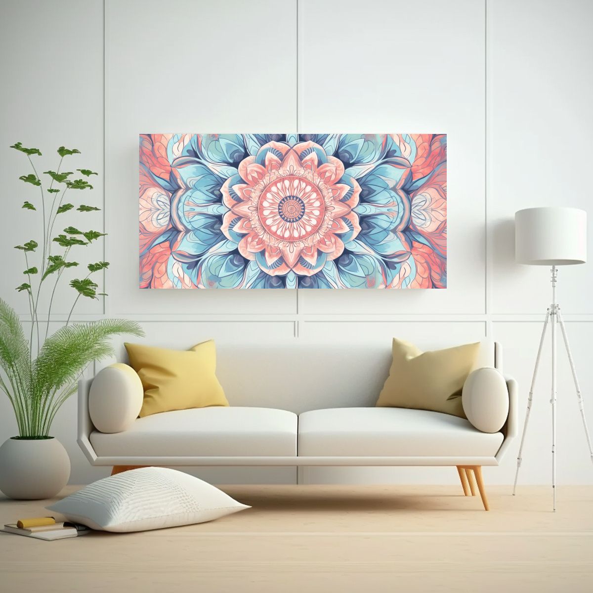 GENERICO - Patrón Mandala Vintage En Tonos Pastel Para 80x40 Cm