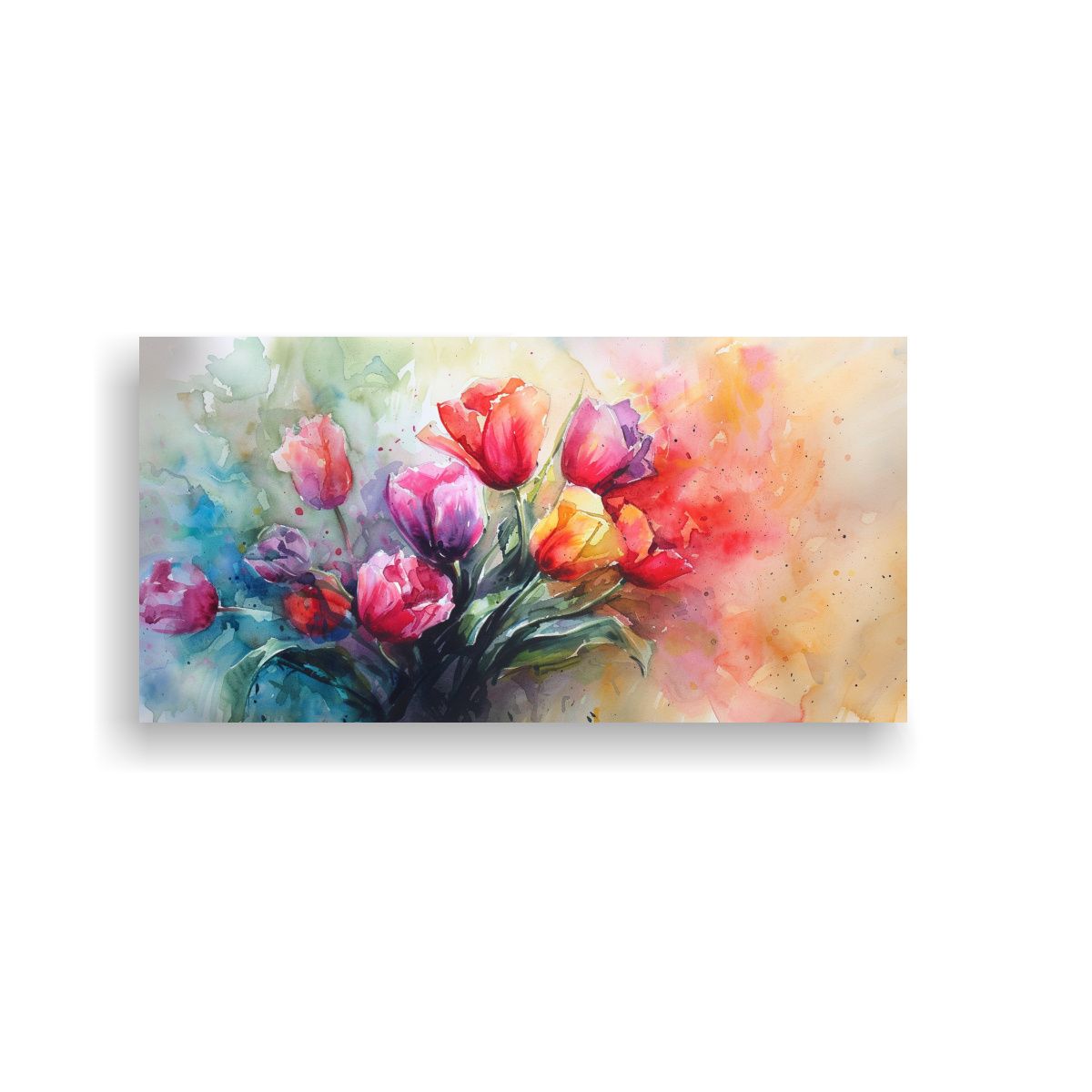 GENERICO - Cuadro De Besos Bajo La Lluvia Acuarela 80x40 Cm