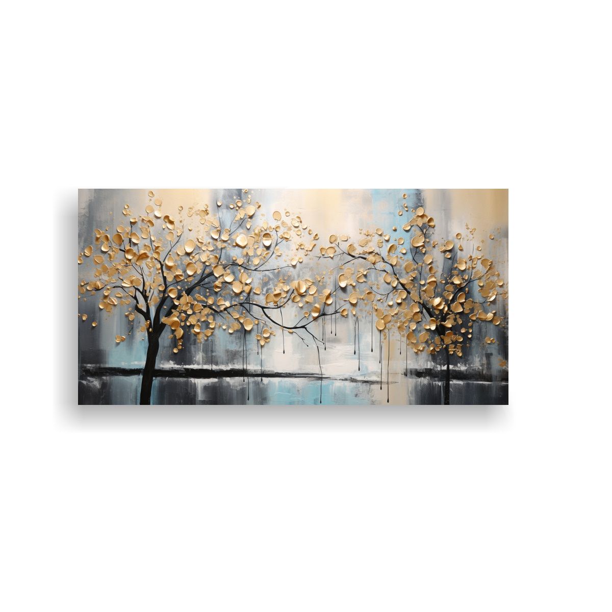 GENERICO - Pintura Decorativa En Negro Y Dorado Con Estilo 100x50 Cm
