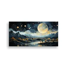 GENERICO - Pintura Inspiradora Juvenil Luna Sobre Montañas 60x30 Cm
