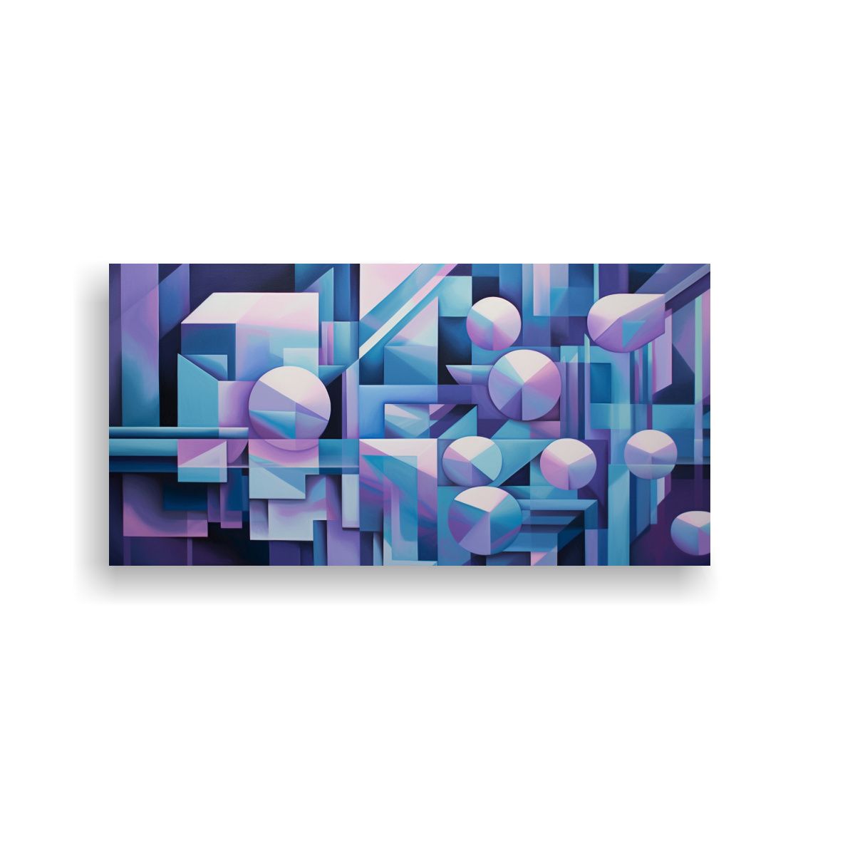 GENERICO - Cuadros Modernos Con Formas Geométricas En Azul 60x30 Cm