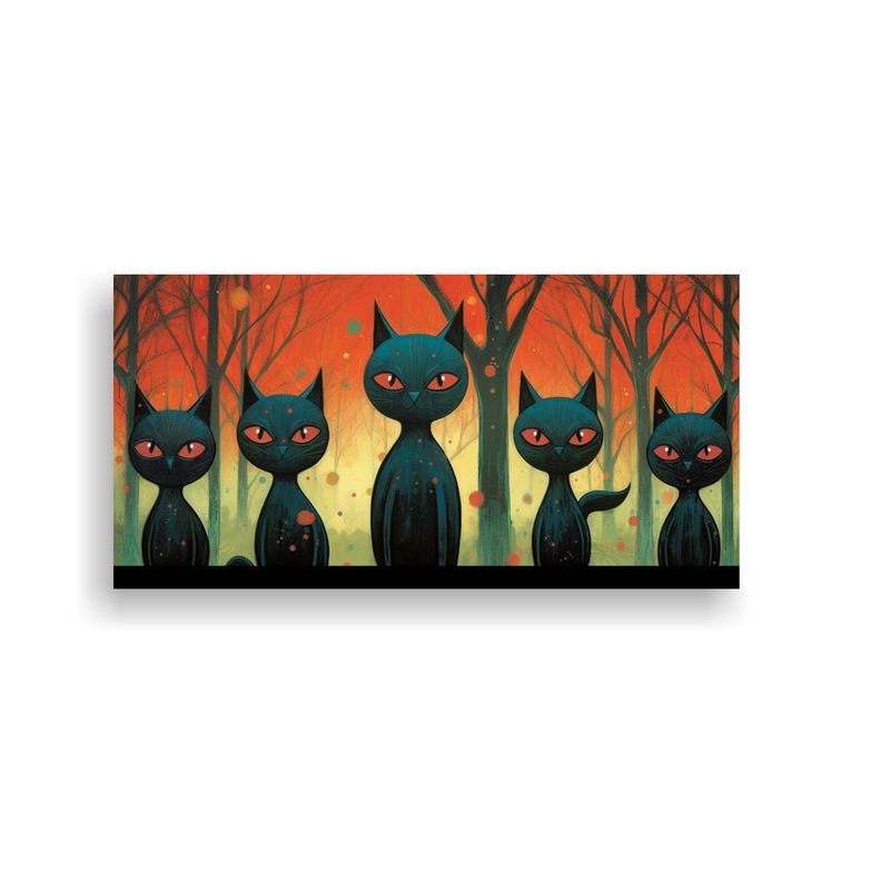 GENERICO - Cuadro Arte De Pared Tema Visión Gatos Negros 100x50 Cm