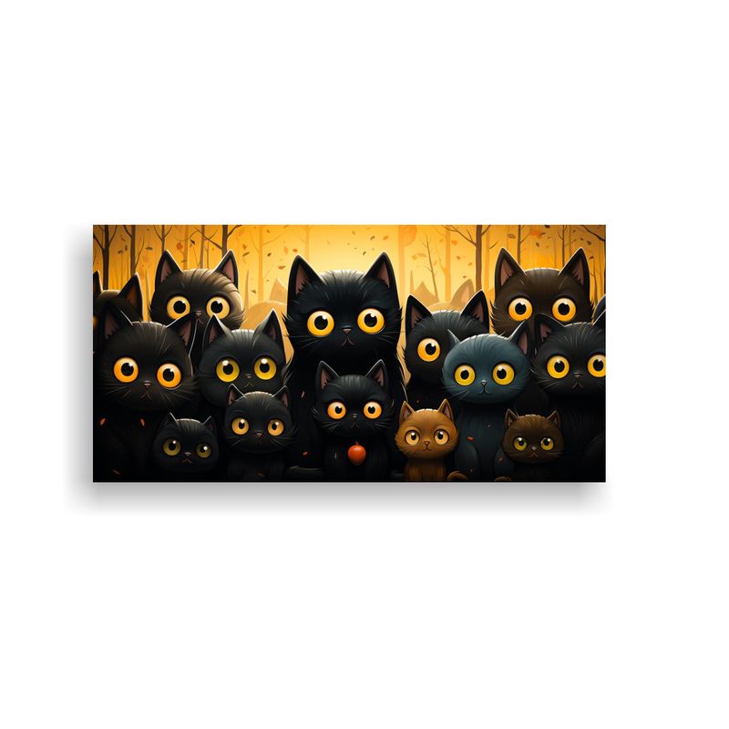 GENERICO - Lienzo De Cuadro Surrealista Con Gatos Negros En 100x50 Cm