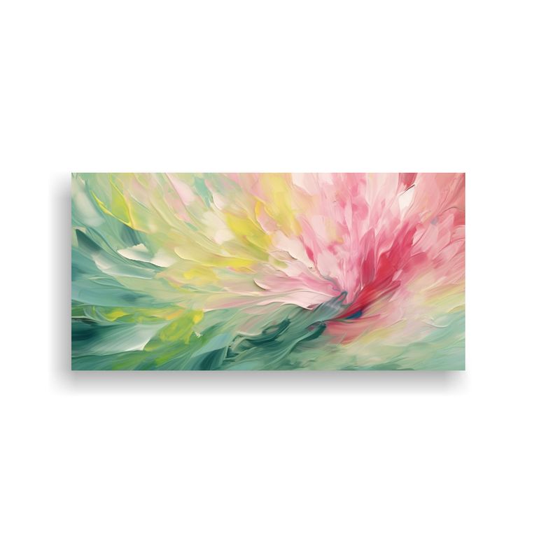 GENERICO - Cuadros Florales Abstractos En Tela Rosa Y Verde 100x50 Cm