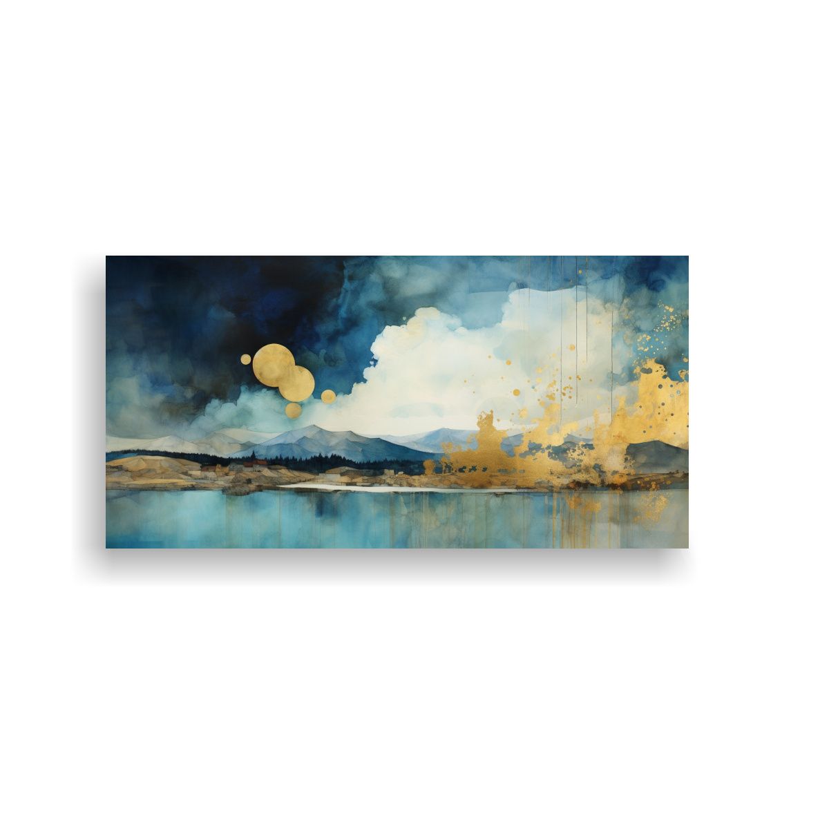 GENERICO - Cuadro Tela Bastidor Diseño Naturaleza Viva Azul 80x40 Cm