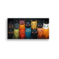 GENERICO - Cuadro Venta Interiores Patrón Gatos Vestidos 100x50 Cm