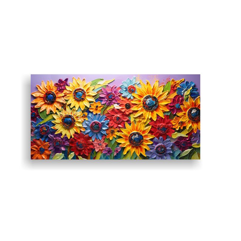 GENERICO - Pintura De Girasoles En Arcoíris En Lienzo 80x40 Cm