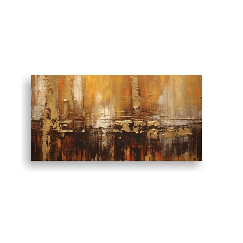 GENERICO - Pintura Abstracta Vintage En Tonos Dorados Y 60x30 Cm