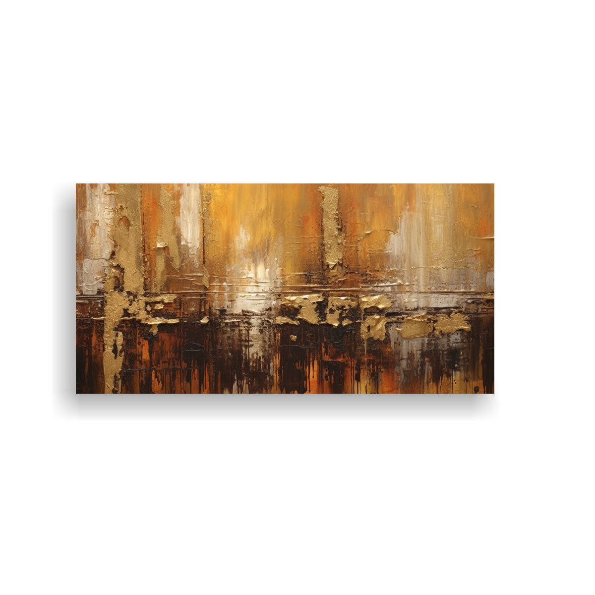 GENERICO - Pintura Abstracta Vintage En Tonos Dorados Y 80x40 Cm