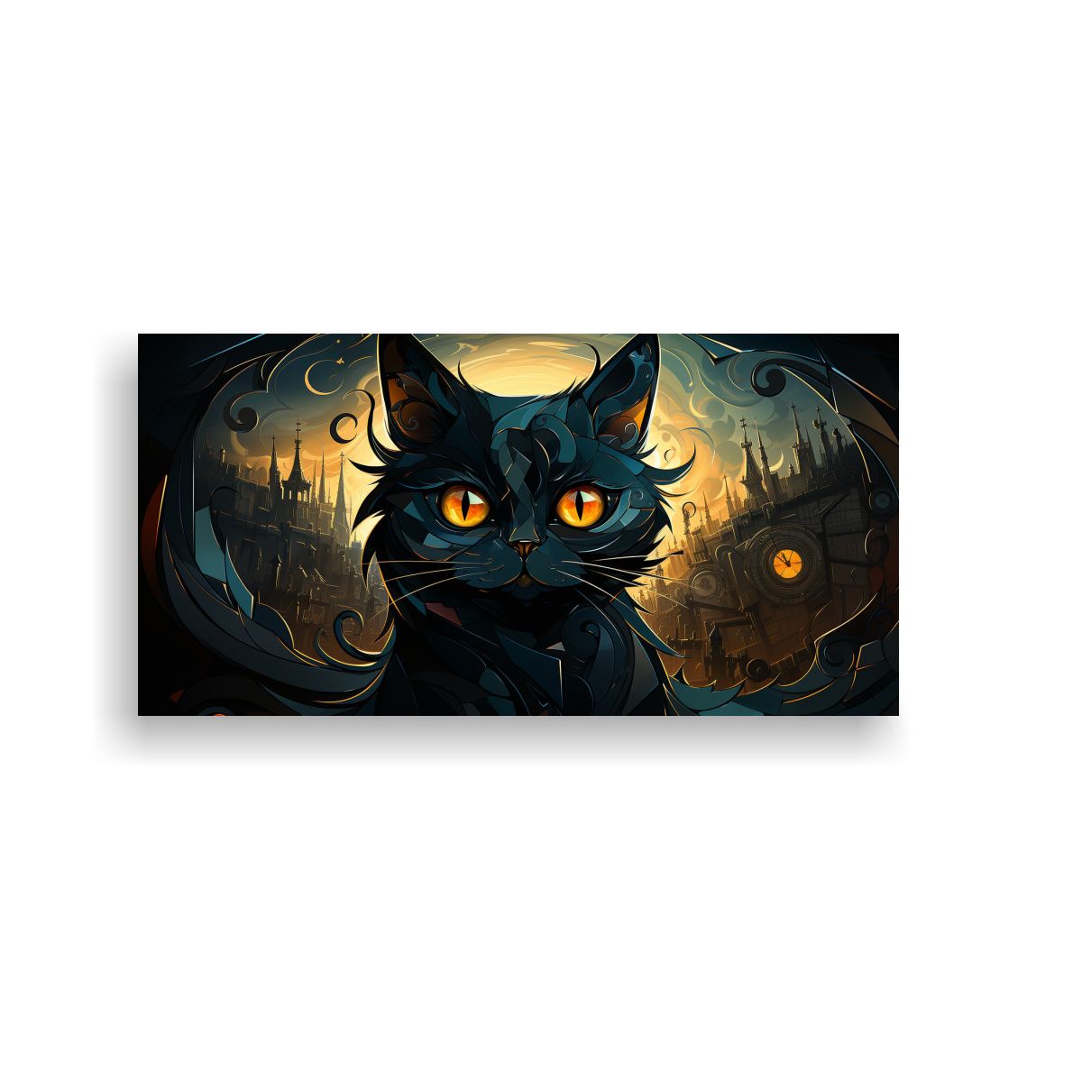 GENERICO - Retrato De Grupo De Gatos De Colores En Pinturas 100x50 Cm