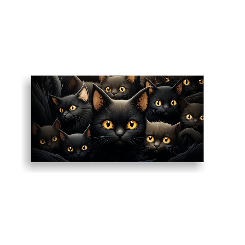 GENERICO - Pinturas De Decoración De Gatos Negros Agrupados 80x40 Cm