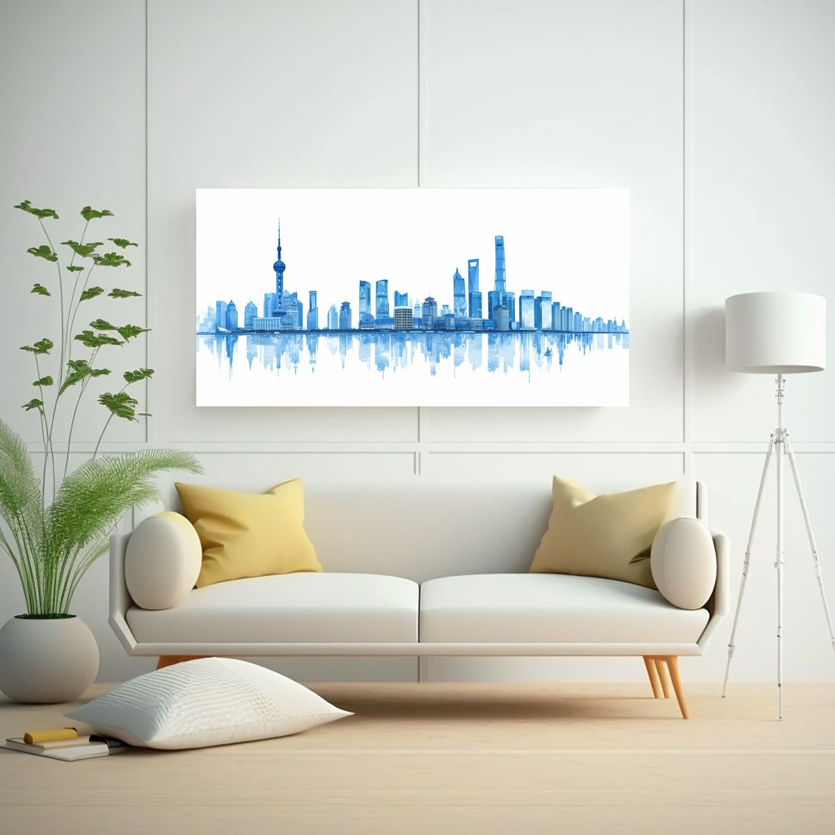 GENERICO - Cuadro Floral Moderno De Shanghai Con Nombres De 100x50 Cm